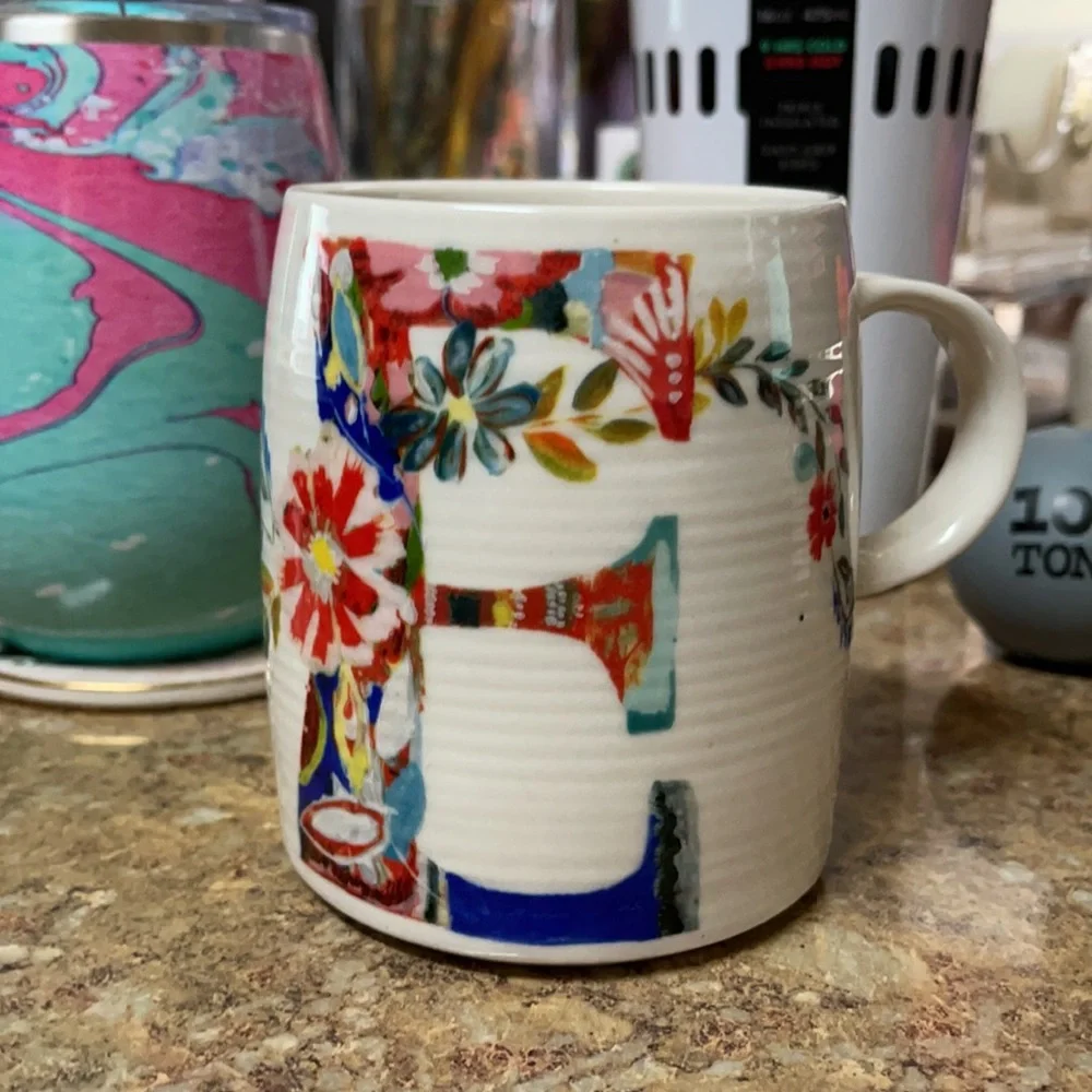 Anthropologie Petal Palette Monogram Mug